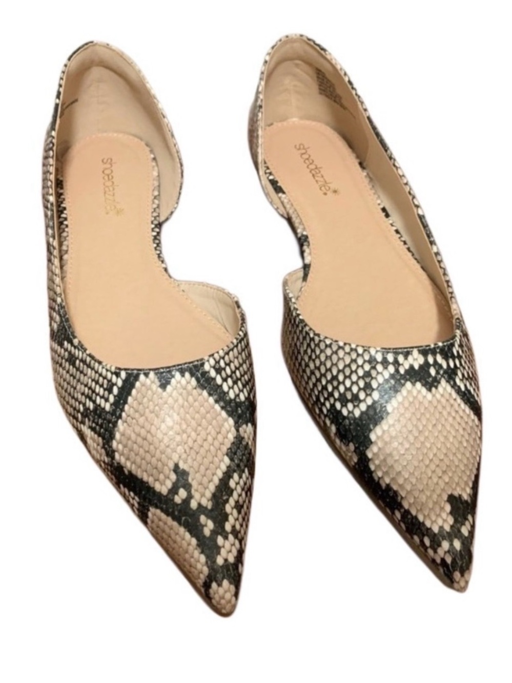 Sz 8 Ismene Natural Snake Slip on Flats NIB